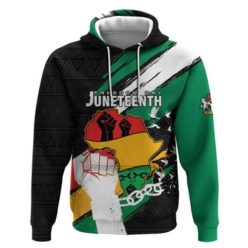 Personalised Nigeria Juneteenth Hoodie Africa Map - Happy Freedom Day LT15
