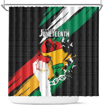 Nigeria Juneteenth Shower Curtain Africa Map - Happy Freedom Day LT15