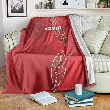 Jamhuri ya Kenya Rugby Blanket Kenyan Shield Style - Red Color LT15