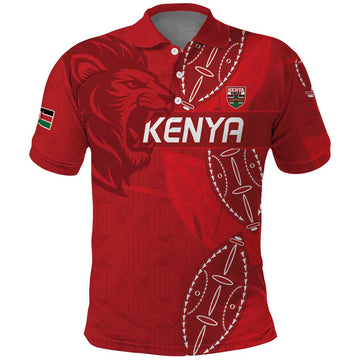 Kenya Rugby Custom Polo Shirt Go Champions Simbas - Red Color LT15