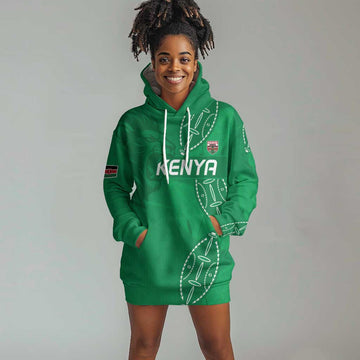 Jamhuri ya Kenya Rugby Custom Hoodie Dress Kenyan Shield Style - Green Color LT15