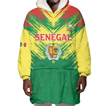 Senegal Rugby Custom Wearable Blanket Hoodie Go Go Go ! LT15