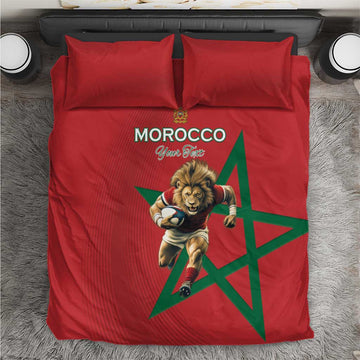 Morocco Rugby Custom Bedding Set Come On Atlas Lions LT15