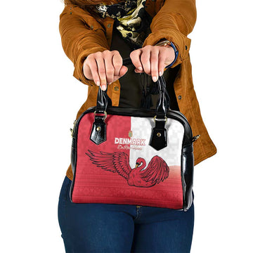 Denmark Football Shoulder Handbag Red and Whites Scandinavia Pattern LT15