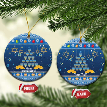 Personalised Jewish Hanukkah Xmas Ceramic Ornament Merry Chrismukkah LT15