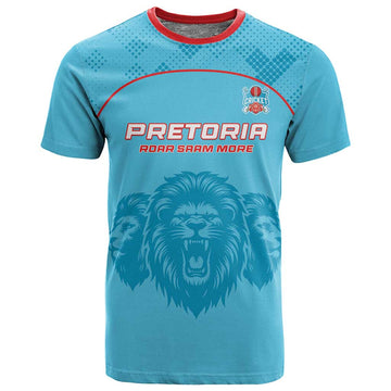 Custom Afro South Africa Cricket T shirt Roar Saam More - This Is Pretoria LT15