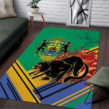 Afro Gabon Area Rug Black Panther With Coat Of Arms LT15