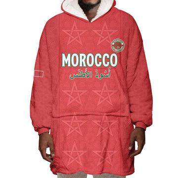 Custom Morocco Football Wearable Blanket Hoodie Allez les Lions de lAtlas LT15