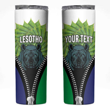 Personalised Afro Lesotho Skinny Tumbler Black Rhinoceros Aloe Polyphylla LT15