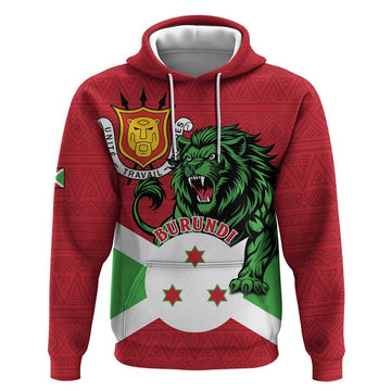 Personalized Burundi Hoodie Lion and Coat Of Arms - Flag Style LT15