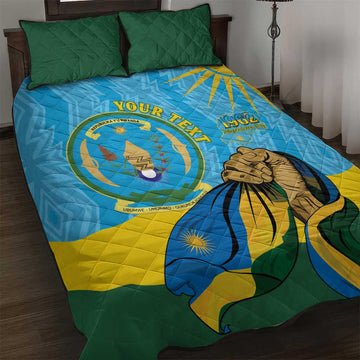 Personalized Happy Rwanda Independence Day Quilt Bed Set Coat Of Arms With Map LT15