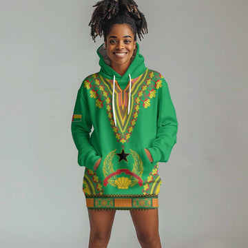 Personalised Afro Guinea Bissau Hoodie Dress Dashiki With Coat Of Arms LT15
