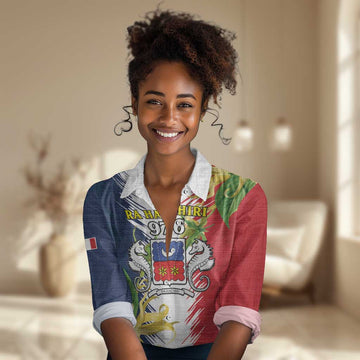 Afro Ra Hachiri 976 Women Casual Shirt Coat Of Arms France Flag Style LT15