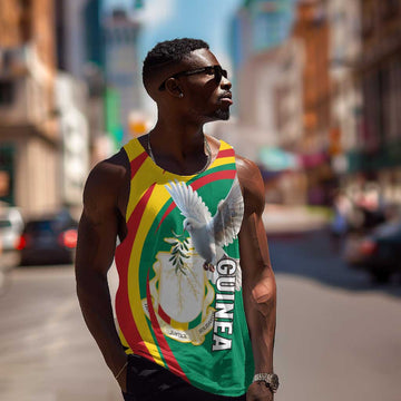 Guinea Men Tank Top Coat Of Arms With Pigeon - Kente Pattern LT15