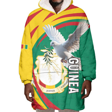 Guinea Wearable Blanket Hoodie Coat Of Arms With Pigeon - Kente Pattern LT15