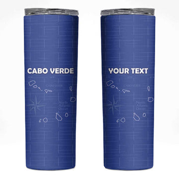 Custom Cabo Verde Football Skinny Tumbler Go Tubaroes Azuis Go - Blue LT15
