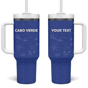 Custom Cabo Verde Football Tumbler With Handle Go Tubaroes Azuis Go - Blue LT15
