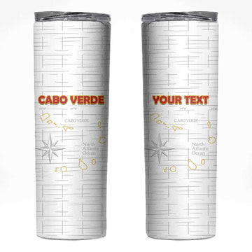 Custom Cabo Verde Football Skinny Tumbler Go Tubaroes Azuis Go - White LT15