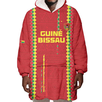 Custom Guinea Bissau Football Wearable Blanket Hoodie Go Djurtus - African Pattern LT15