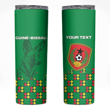Custom Guinea Bissau Football Skinny Tumbler African Wild Dog - Go Djurtus LT15
