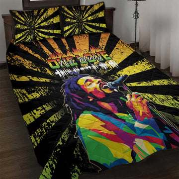 Afro-American Reggae Legend Bob Quilt Bed Set One Love - Grunge Style LT15