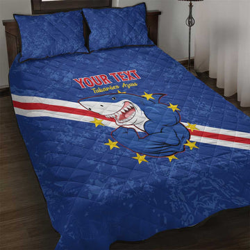 Custom Cabo Verde Football Quilt Bed Set Go Tubaroes Azuis LT15