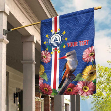 Personalised Cabo Verde Garden Flag Grey-Headed Kingfisher Mix Gerbera Daisy LT15