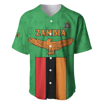 Personalised Afro Zambia Baseball Jersey Flag Style Mix Kente Pattern LT15