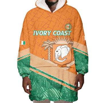 Ivory Coast Rugby Custom Wearable Blanket Hoodie Allez Les Elephants LT15