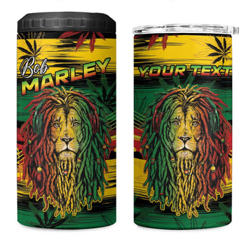 Personalised Rastafarian Lion 4 in 1 Can Cooler Tumbler Cannabis Leaf Pattern LT15