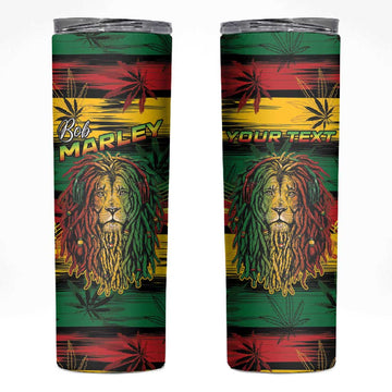 Personalised Rastafarian Lion Skinny Tumbler Cannabis Leaf Pattern LT15