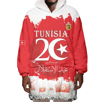 Personalized Afro Tunisia Wearable Blanket Hoodie Happy 69th Anniversary Independence LT15