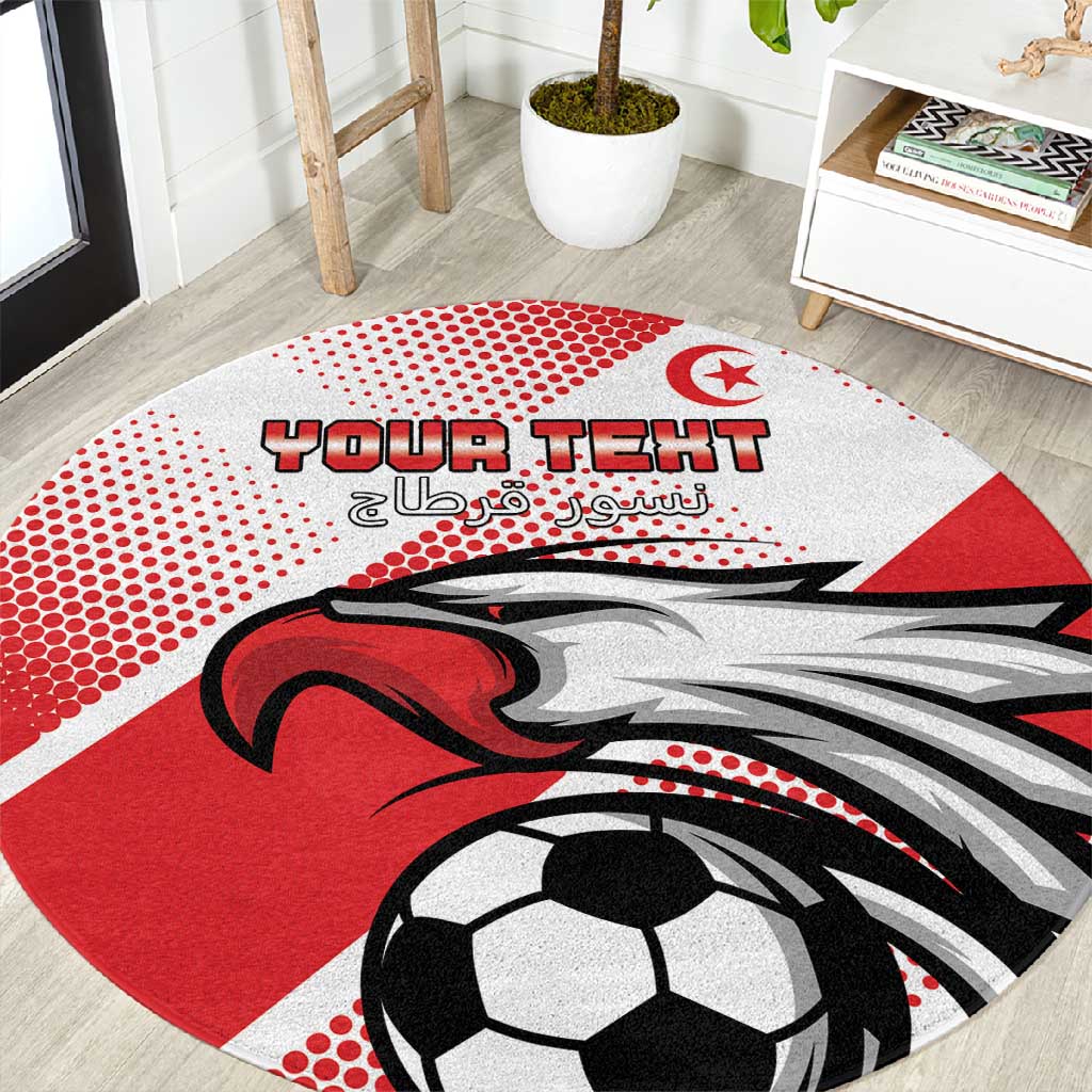 Custom Tunisia Football Round Carpet Go Eagles of Carthage LT15