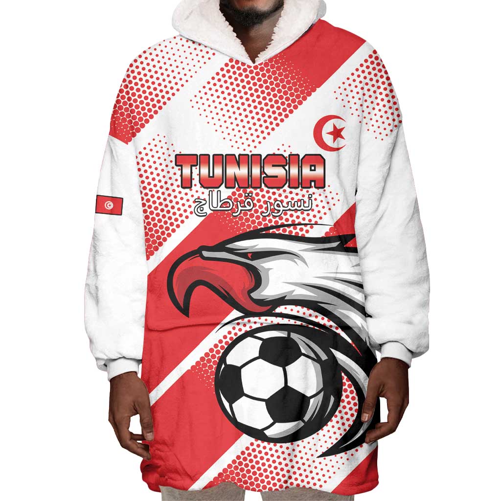 Custom Tunisia Football Wearable Blanket Hoodie Go Eagles of Carthage LT15