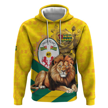 Togo Independence Day Hoodie Lion With Coat Of Arms Kente Pattern LT15