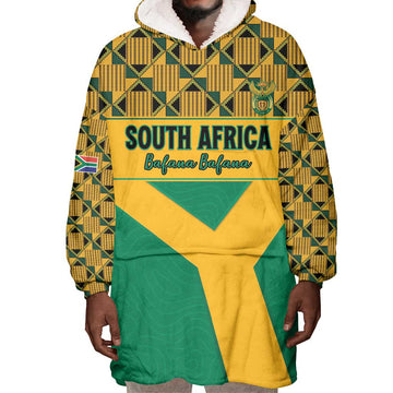 South Africa Soccer Custom Wearable Blanket Hoodie Bafana Bafana LT15