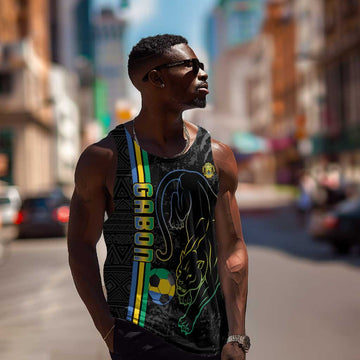 Custom Gabon Football Men Tank Top Go Champions - Black Ver LT15