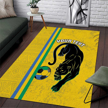Custom Gabon Football Area Rug Go Champions - Yellow Ver LT15