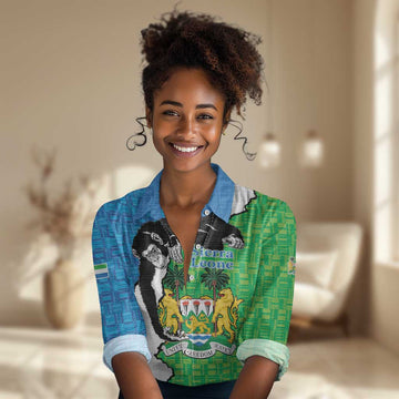 Personalised Afro Sierra Leone Women Casual Shirt Chimpanzee Mix African Pattern LT15