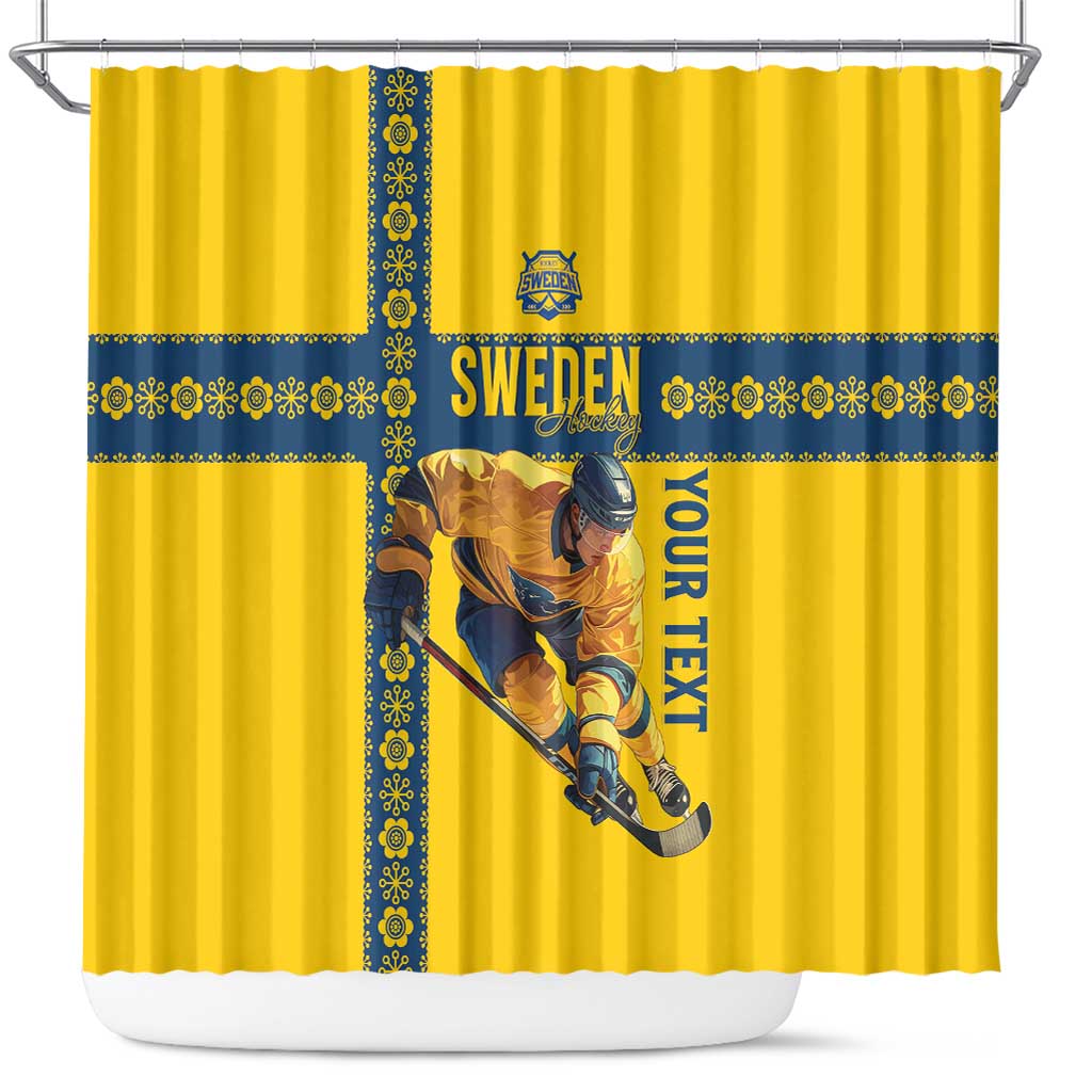 Custom Sweden Ice Hockey Shower Curtain Go Tre Kronor LT15