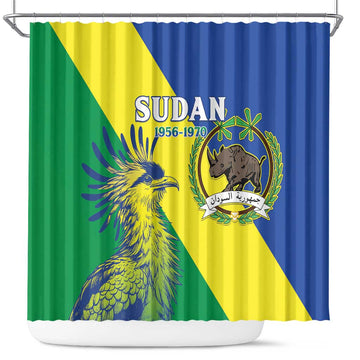 Personalized Sudan 1956-1970 Shower Curtain Secretary Bird Coat Of Arms LT15