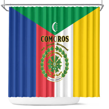 Comoros Shower Curtain Coat Of Arms Flag Style LT15