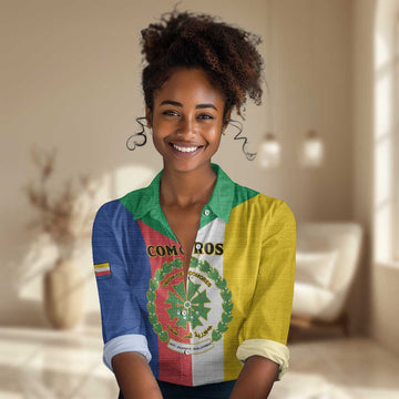 Comoros Coat Of Arms Flag Style Women Casual Shirt LT15