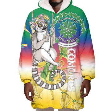 Comoros Wearable Blanket Hoodie Mongoose Lemur With Ylang Ylang LT15