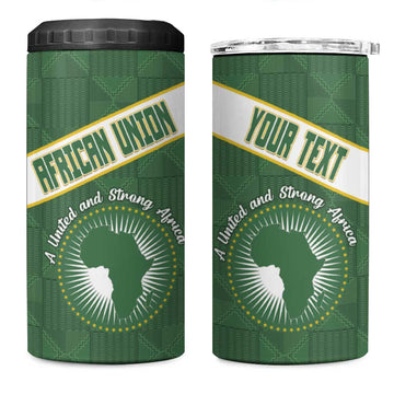 Personalized African Union Day 4 in 1 Can Cooler Tumbler Emblem With Kente Pattern LT15