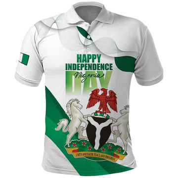Personalized Nigeria Independence Day Polo Shirt Unity and Faith Peace and Progress LT15