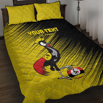 Uganda Football Custom Quilt Bed Set African Pattern Mix Grunge Style - Yellow Color LT15
