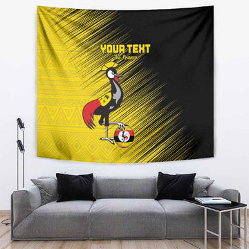 Uganda Football Custom Tapestry African Pattern Mix Grunge Style - Yellow Color LT15