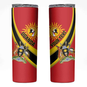 Personalised Afro Uganda Skinny Tumbler Black Crowned Crane With Coat Of Arms LT15