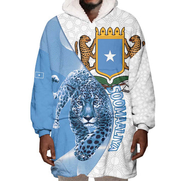Coat of arms of Soomaaliya Wearable Blanket Hoodie Leopard Skin mix Islamic Pattern LT15